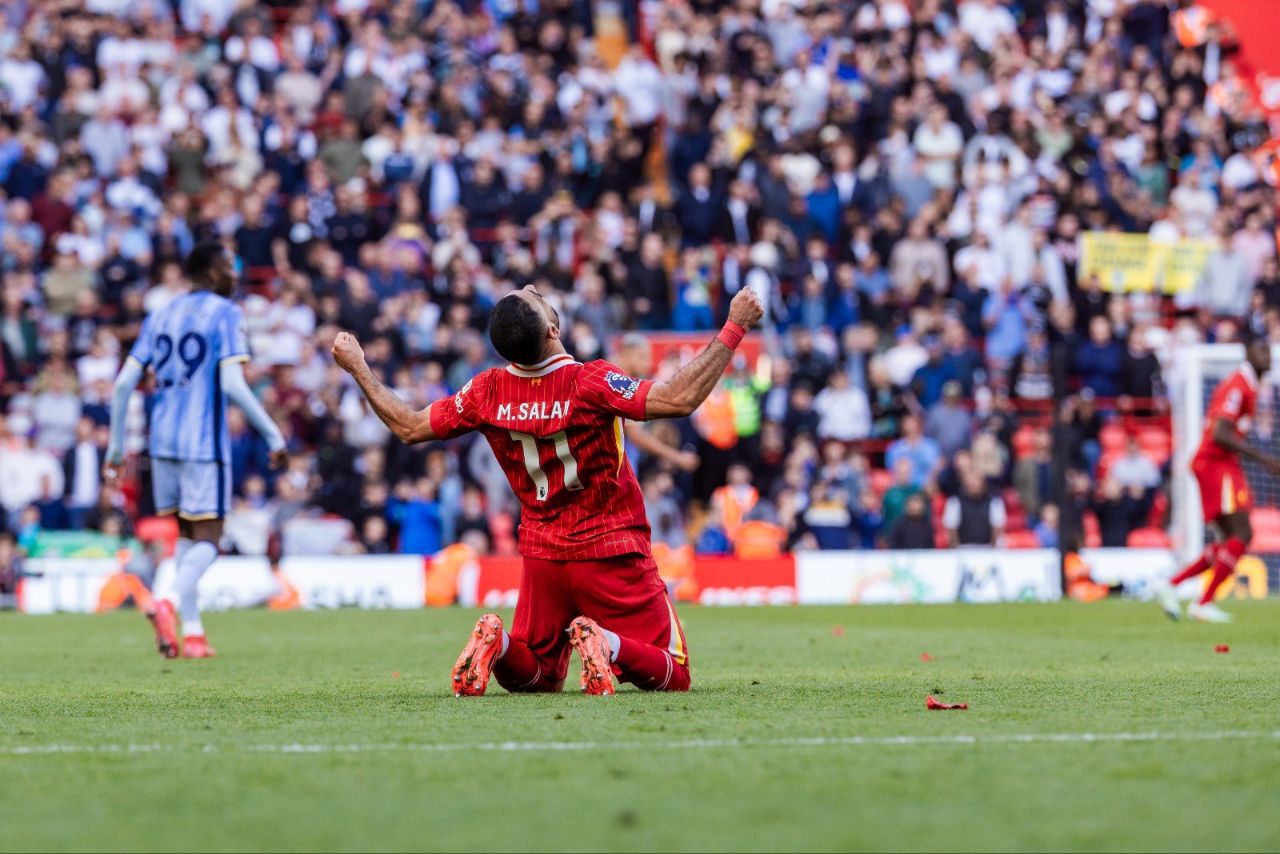 محمد صلاح و خوشحالی پس از قهرمانی در لیگ برتر 