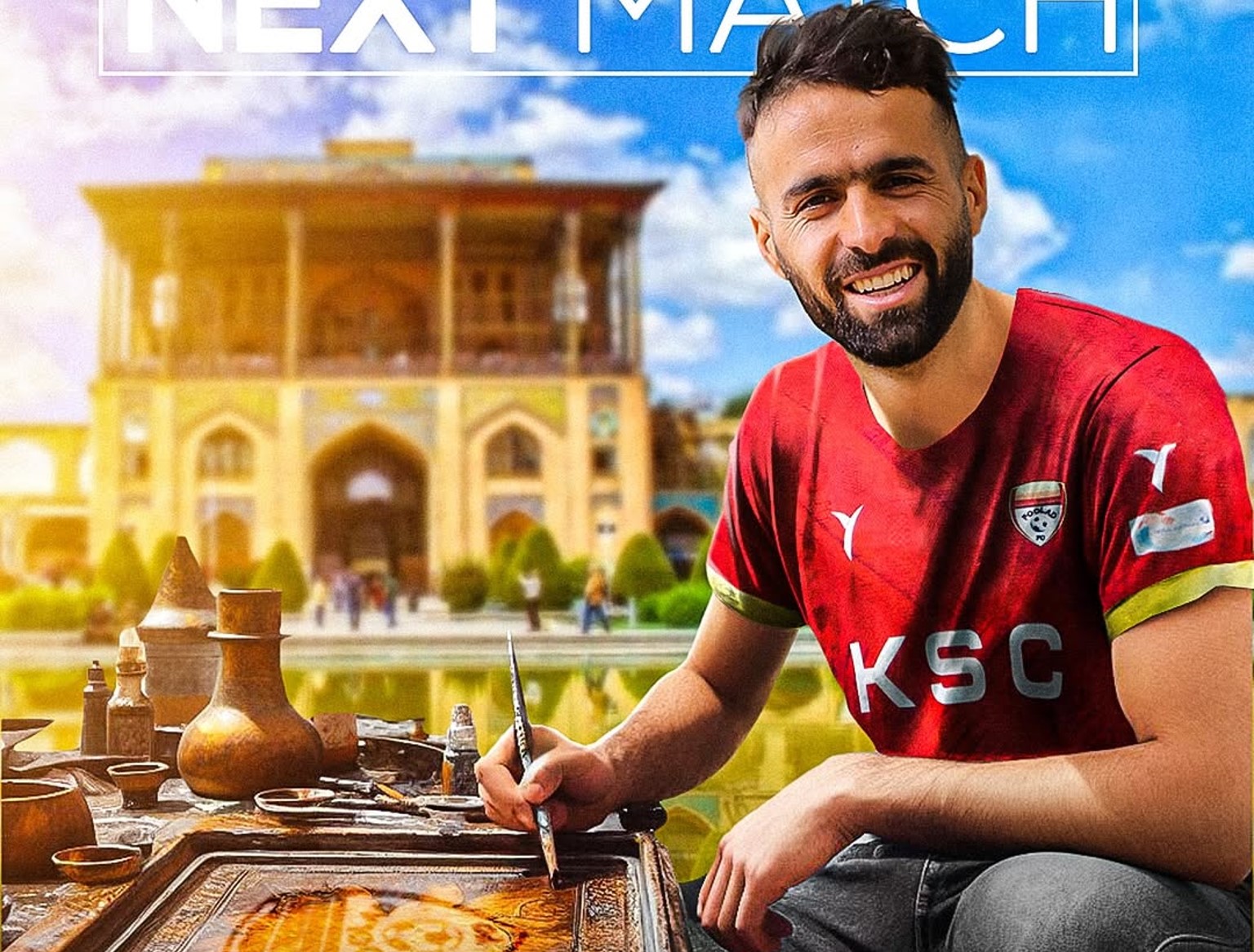 علی اصغر اعرابی وینگر فولاد در پوستر بازی سپاهان و فولاد