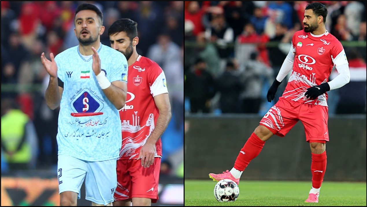 محمدحسین کنعانی زادگان و ابوالفضل رزاق پور در بازی گل گهر و پرسپولیس