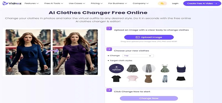 تغییر لباس با هوش مصنوعی Vidnoz