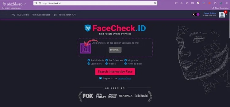 تشخیص چهره با هوش مصنوعی FaceCheck.ID