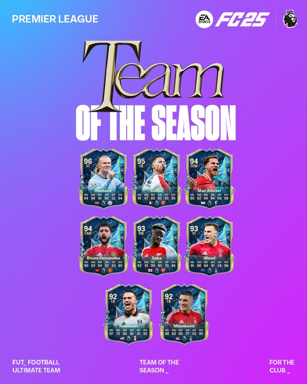 تیم منتخب فصل لیگ برتر انگلیس در EA FC 25